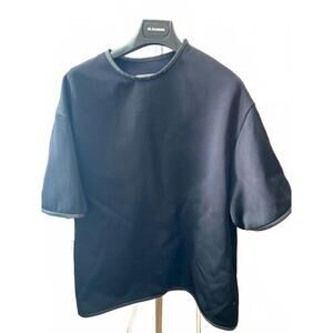 NEW JIL SANDER women's compact shiny top in pitch black